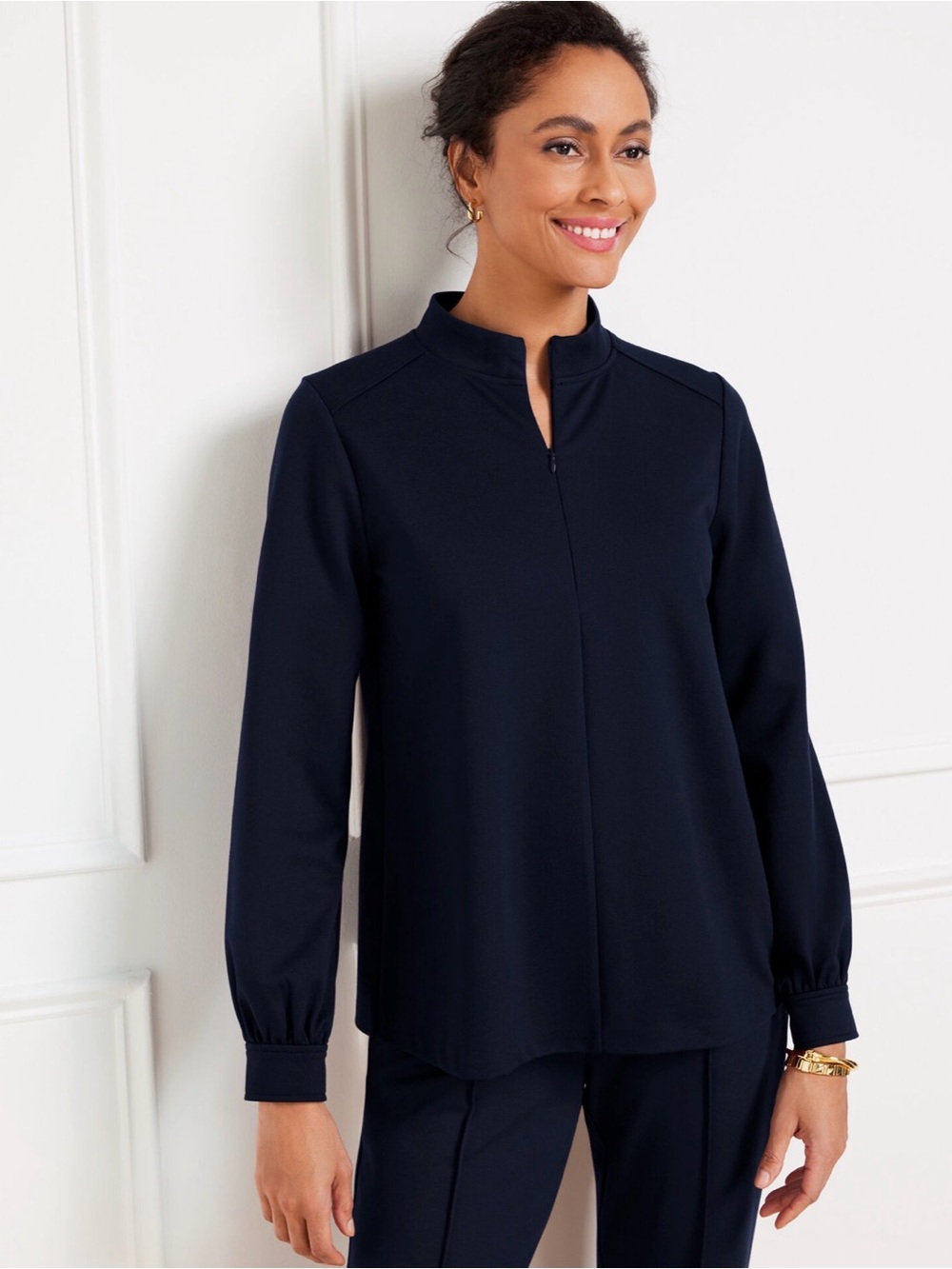 NWT Talbots Passport Ponte Zip Mockneck Pullover